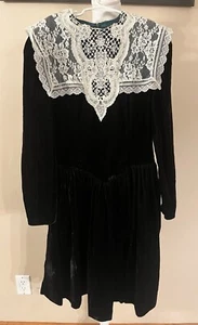 Vintage Jessica McClintock Gunne Sax Kleid Preteen Größe 10 grün Samt Velours - Bild 1 von 7