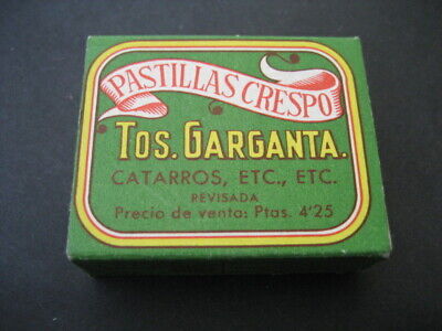 Antigua Caja Carton Farmacia. Pastillas Crespo. Tos, Garganta • 20€