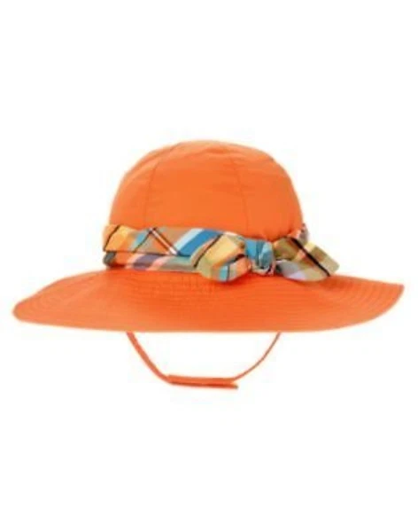 GYMBOREE TROPICAL BLOOM ORANGE w/ PLAID BAND SUN HAT 0 12 24 2T 3T 4T 5T NWT  - Image 1 of 1