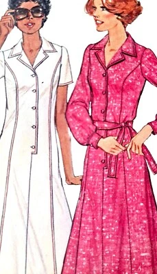 1980s Princess Lantern Sleeve Fit N Flare Dress Simplicity 8255 Sewing Pattern - Image 1 of 3