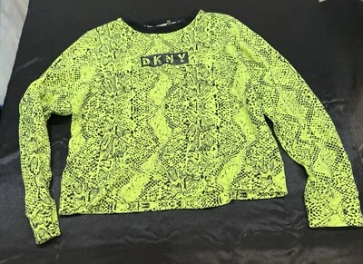 DKNY Sport Women's Snake print jumper Long Sleeve lime Green, Size M  - Image 1 of 3