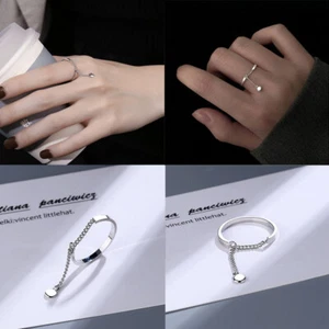 Rings Chain Bead Pendant Ring Romantic Circle Adjustable Tassel Geometric - Picture 1 of 8