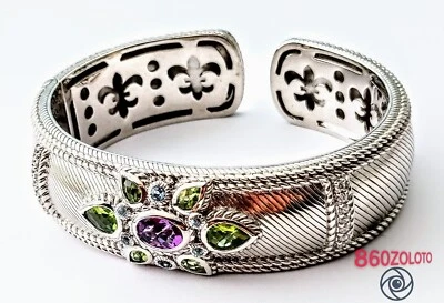 NUEVA PULSERA CON BISAGRAS FLORALES J RIPKA RETIRADA PLATA 925 AMATISTA Y PERIDOTOS. Nuevo sin etiquetas Foto 1 de 4