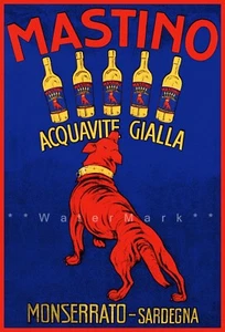 Mastino Acquavite 1920 Sardegna Italy Vintage Poster Print Retro Liquor Advert - Picture 1 of 4