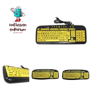 New and Improved: by DC - Large Print Computer Keyboard USB Wired Yellow Keys... - Picture 1 of 5