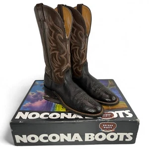 Botas de Vaquero Nocona 6536 Vintage 1989 2 Tonos Cuero de Toro Marrón Hombres 10.5 A - Imagen 1 de 8