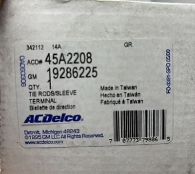 ACDelco 45A2208, Steering Tie Rod End19286225 ⭐ - Image 1 of 3