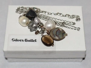 Silpada Hematite, Pearl, Abalone & Shell Sterling Silver Charm Necklace N2202 - Picture 1 of 9