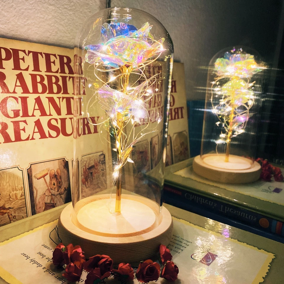 Galaxy Rose Flower gift LED light Beauty and the Beast rose Kit for Mom wife GF