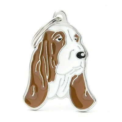 Basset Hound Dog ID Tag (02N) - Engraved FREE - Personalised Identity -Keyring - Image 1 of 2
