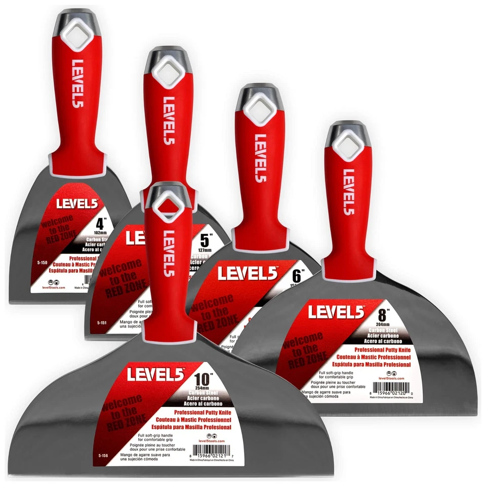 5 Piece Drywall Putty Knife Set Carbon Steel | LEVEL5 | 5-603 - Image 1 of 4