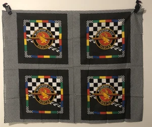 Vintage Pillow Panel Fabric Car Racing Checkered Flag NASCAR Winston Cup Uncut - Picture 1 of 6