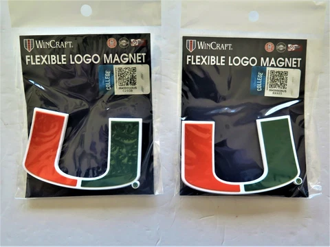 LOT OF TWO (2) MIAMI HURRICANES, FLEXIBLE MAGNETS FROM WINCRAFT Cover