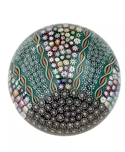 Vintage PERTHSHIRE ART GLASS PAPERWEIGHT MILLEFIORI PATTERN SUNRISE P 3" Flowers - Picture 1 of 12