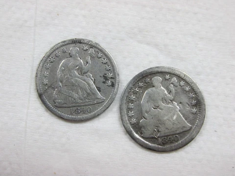 1840-O Half Dime 1840 Half Dime WITH Drapery Damaged Pair Q3CP Cover