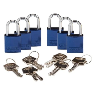 BRADY 133262 Lockout Padlock,KD,Blue,1-7/16"H,PK6 24UY45 - Picture 1 of 1