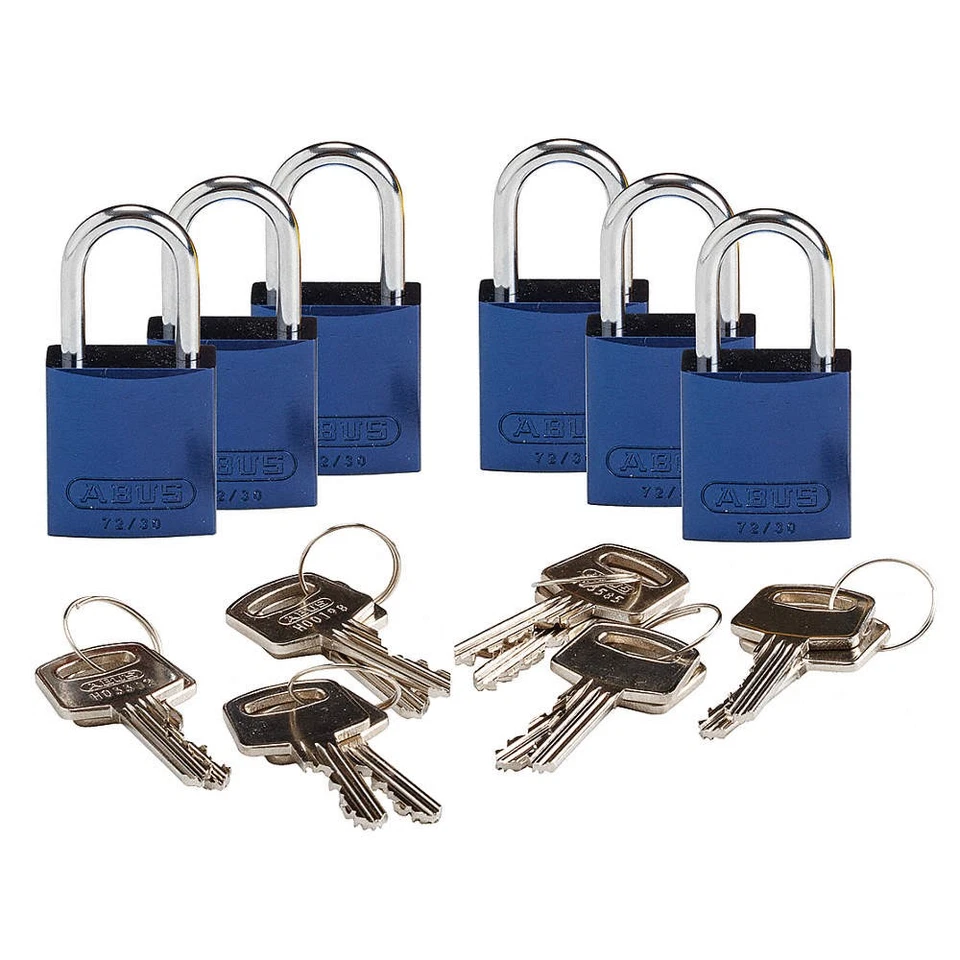 BRADY 133262 Lockout Padlock,KD,Blue,1-7/16"H,PK6 24UY45 - Image 1 of 1