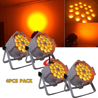4PC 18X15W RGBWA UV 6in1 LED Par Can Light Wedding Uplights DJ Disco Stage Light - Image 1 of 4