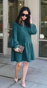 EUC SASSY Nordstrom Treasure & Bond Damen M LS Puffärmel grün Kleid - Bild 1 von 10