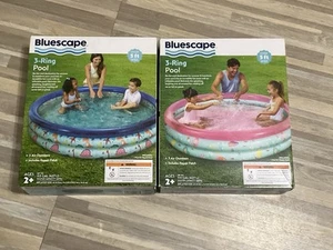 2 Bluescape 3-Ring Schwimmbecken, 1 rosa, 1 blau, über 5 Fuß breit - Bild 1 von 5