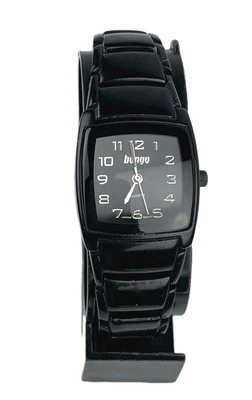 Reloj Bongo Mujer de Accutime Negro Acero Inoxidable Plata Números Batería Nueva Foto 1 de 4