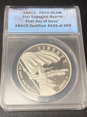 2012-P Silver Dollar Proof - Star Spangled Banner PCGS PR70DCAM PF70 2012 P PR70 - Image 1 of 4