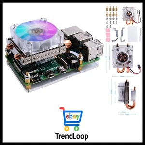 Raspberry Pi Kühler RGB PWM Lüfter Kupfer Kühlkörper Airflow kompakt LED - Bild 1 von 12