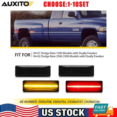 AUXITO PARA DODGE RAM 1994-02 LED AHUMADO DOBLE GUARDABARROS LUZ MARCADORA LATERAL 4-20X Foto 1 de 4