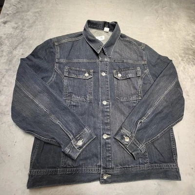Chaqueta de mezclilla DKNY Jeans para hombre grande lavado oscuro tipo C rendimiento denim camionero Foto 1 de 4