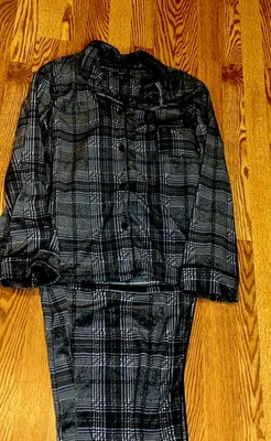 Conjunto de pijama de lana Simply Vera para mujer talla XLarge gris/rayas púrpuras supersuave Foto 1 de 4