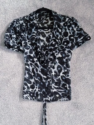 Womens Animal Print Ruffle Front Blouse With Tie Back. By Debenhams. Size 12 - Image 1 of 4