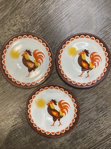 Juego de 3 🐓 PLATOS DE HOJALATA COLECCIONABLES GALLO Juguete de hojalata Muñeca Litográfica DECORACIÓN DEL PAÍS# - Imagen 1 de 3