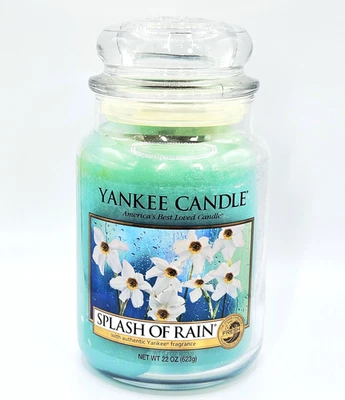 Yankee Candle SPLASH OF RAIN Fresh Scent tarro de 22 oz retirado parcialmente usado Foto 1 de 4