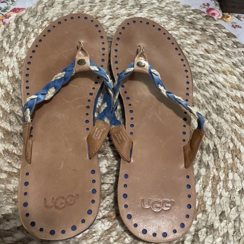 Sandali infradito infradito UGG donna pelle marrone blu corda misura 9