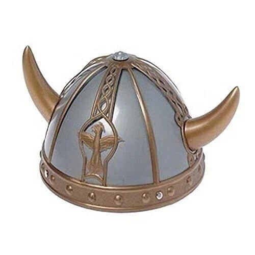 Casco vikingo de plástico plateado con cuernos talla infantil de juguete de EE. UU. Foto 1 de 1