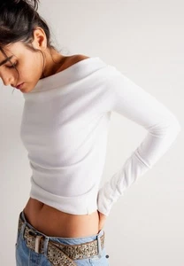 NWT Free People We The Free Gigi Long Sleeve Off Shoulder Top Ivory Size XL $58 - Picture 1 of 14