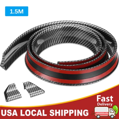 4.9ft 3D Carbon Fiber Car Rear Wing Lip Spoiler Tail Trunk Roof Trim Luxury Kit Foto 1 de 4