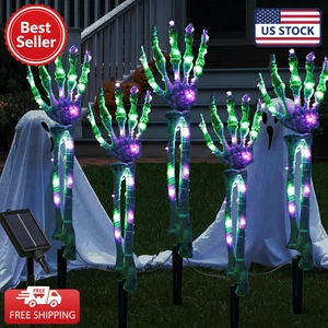 Halloween Skelett Arm Pfähle Lichter 5 Solar 150 LED Wasserdicht Hof Weg Deko - Bild 1 von 7