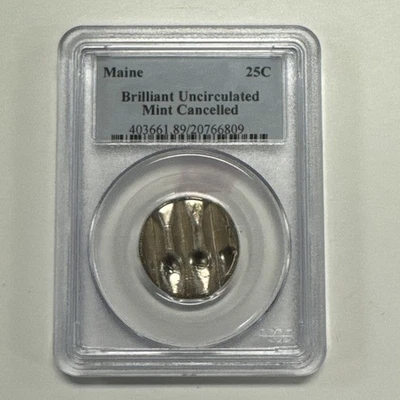 2003 Maine Waffle Quarter BU Cancelled Error PCGS. - Image 1 of 4