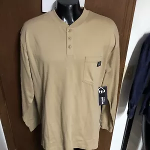 NWT new Wolverine FR Flame Resistant Khaki LS Henley Shirt Mens XL Long Sleeve - Picture 1 of 12