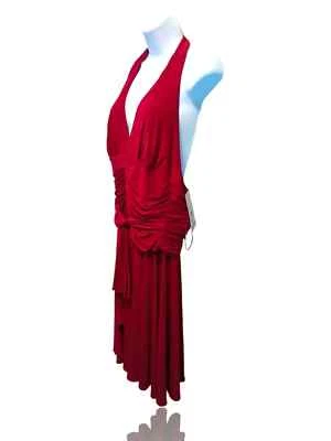 Nuevo con etiquetas Vestido Halter JS Boutique Jersey Couture Talla 14 Sin Espalda, Rojo. NS-22 Foto 1 de 4