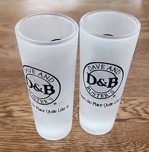 Dave and Busters Tall Skinny Frosted Shot Glass Lot Of Two NEW - Picture 1 of 3