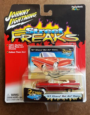 2004 Johnny Lightning '57 CHEVY BEL AIR CONVERTIBLE RED Scrapin #7 Street Freaks - Image 1 of 4