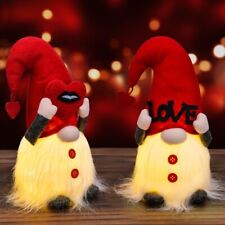 Valentines Day Gnome Plush Scandinavian Tomte Elf Decorations LED Light Ornament