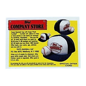 Gorra de béisbol 1989 Topps Company Store #NNO con tarjeta de oferta de bola de peluche - Imagen 1 de 2