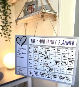 Personalised Hanging Family Activity / Meal Planner - A3 - Wipe Clean - Reminder