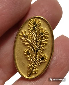 Vintage Gold Tone Oval Metal Branch Design Canada Pine Bow  - Picture 1 of 5