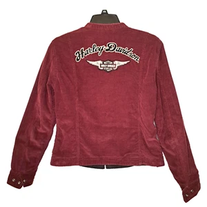 Harley Davidson Cordjacke Damen Größe S Wende rot LESEN - Bild 1 von 21