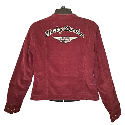 Chaqueta Harley Davidson Para Mujer Talla Pequeña Reversible Roja Pana/Denim LEER Foto 1 de 4