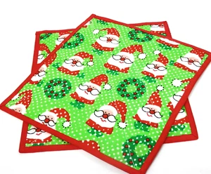 Juego vintage de dos soportes para ollas navideñas diseño navideño de 7,5" cuadrados - Imagen 1 de 4